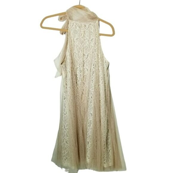 Ryu Modcloth Time & Grace Dress in Champagne Whimsical Romantic Lace Bow Size S‎ - Picture 2 of 12